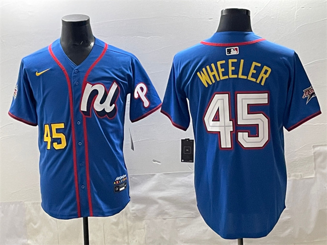 Men's National League #45 Zack Wheeler Blue 2025 All-Star Edition Limited Stitched Baseball Jersey